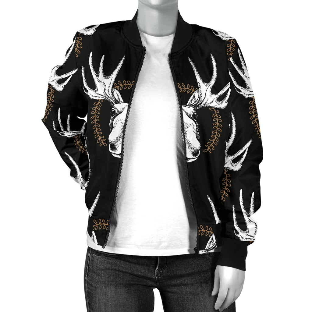 Moose Pattern Print Design 02 Women's Bomber Jacket