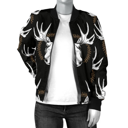 Moose Pattern Print Design 02 Women's Bomber Jacket