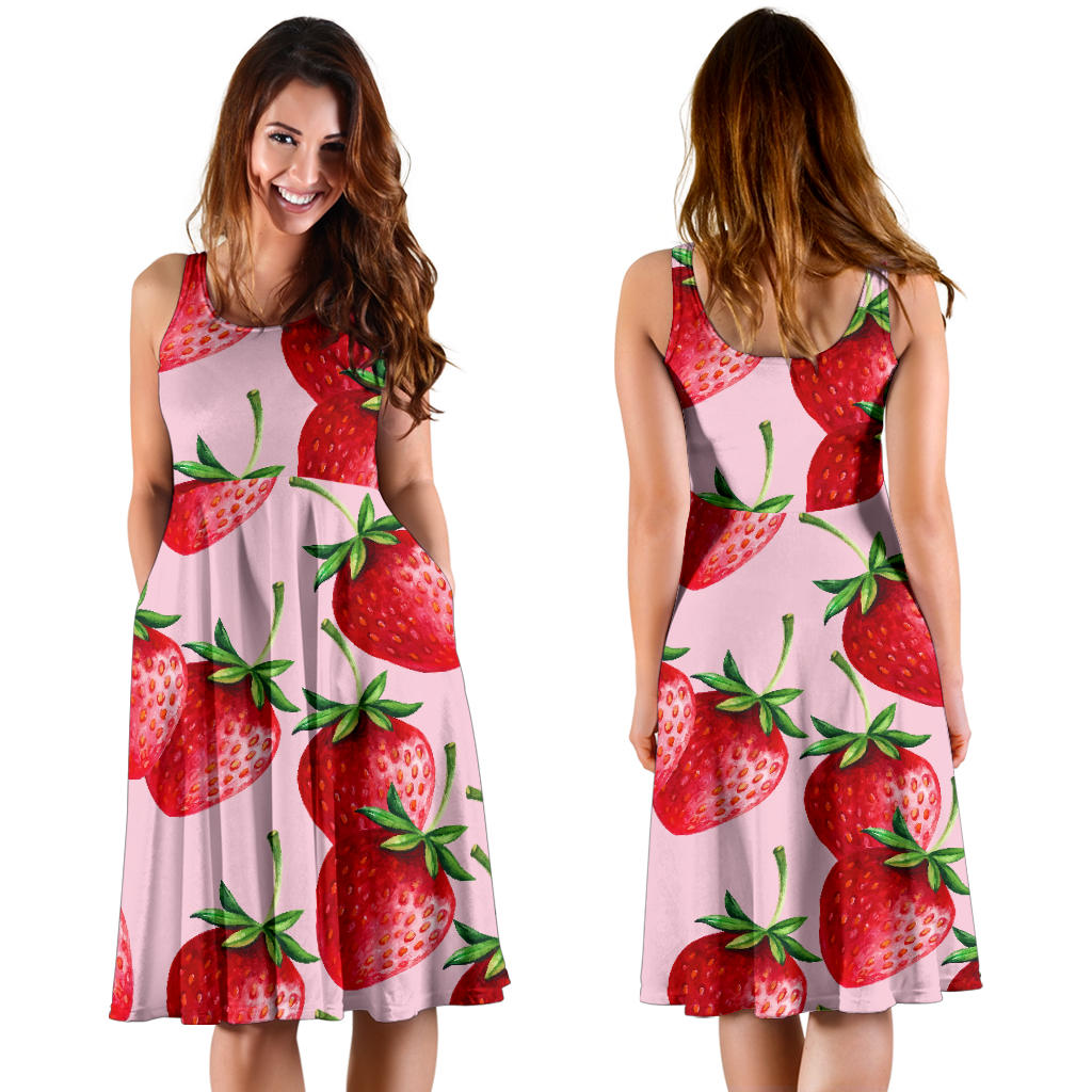 Strawberry Pattern Print Design SB03 Midi Dress