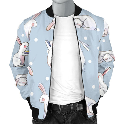 Rabbit Pattern Print Design RB06 Men Bomber Jacket