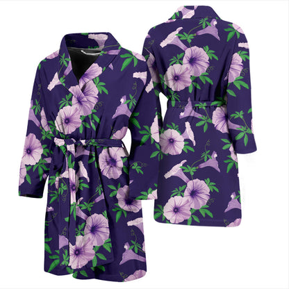 Morning Glory Pattern Print Design MG01 Men Bathrobe