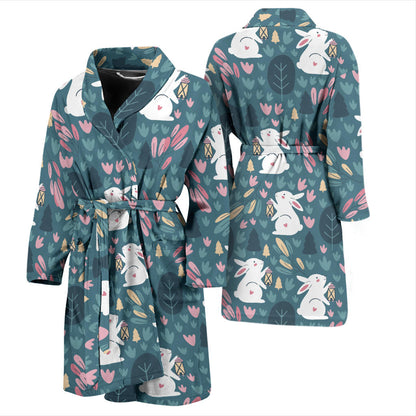 Rabbit Pattern Print Design RB013 Men Bathrobe