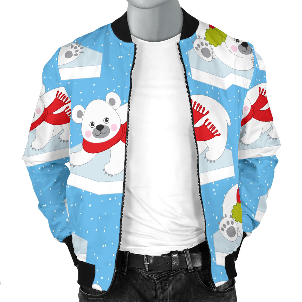 Polar Bear Pattern Print Design PB06 Men Bomber Jacket