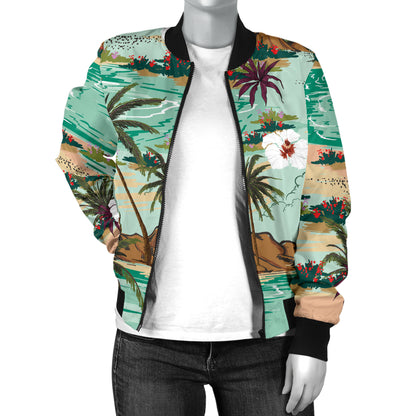 Pacific island Pattern Print Design A03 Women's Bomber Jacket