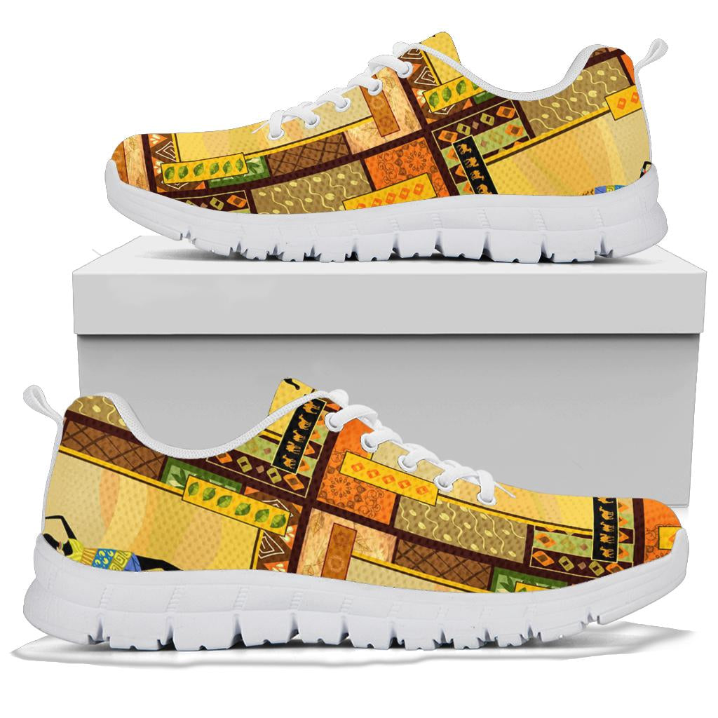 African Girl Design Sneakers White Bottom Shoes