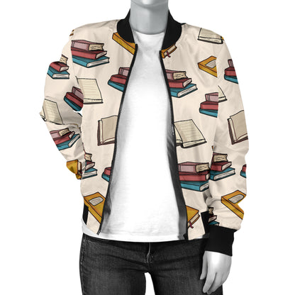 Book Pattern Print Design 04 Women's Bomber Jacket