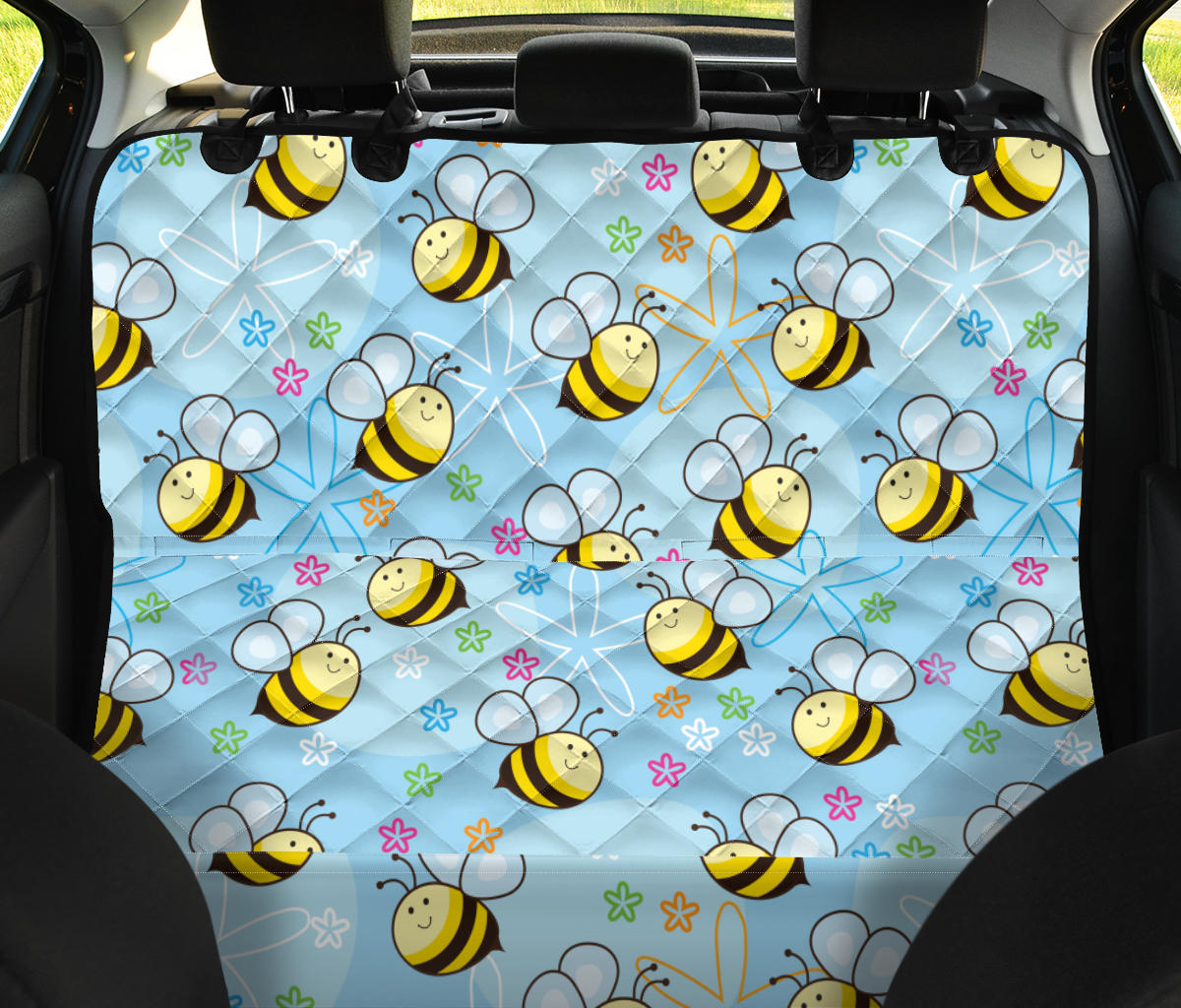 Bee Pattern Print Design BEE03 Rear Dog  Seat Cover