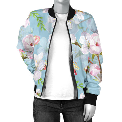 Apple blossom Pattern Print Design AB06 Women Bomber Jacket