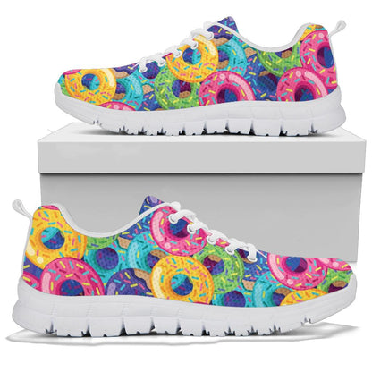 Donut Pattern Print Design DN010 Sneakers White Bottom Shoes