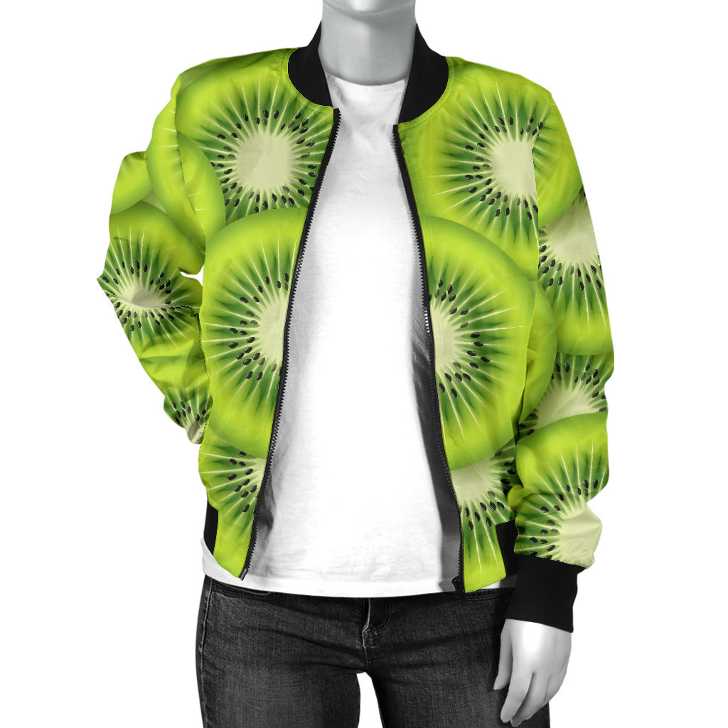 Kiwi Pattern Print Design KW01 Women Bomber Jacket