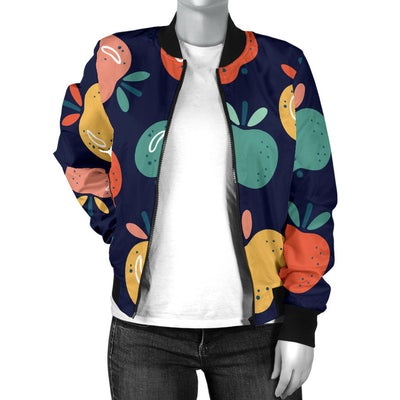 Apple Pattern Print Design AP09 Women Bomber Jacket