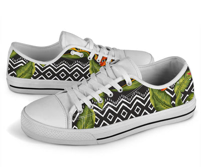 Bird Of Paradise Pattern Print Design BOP07 White Bottom Low Top Shoes