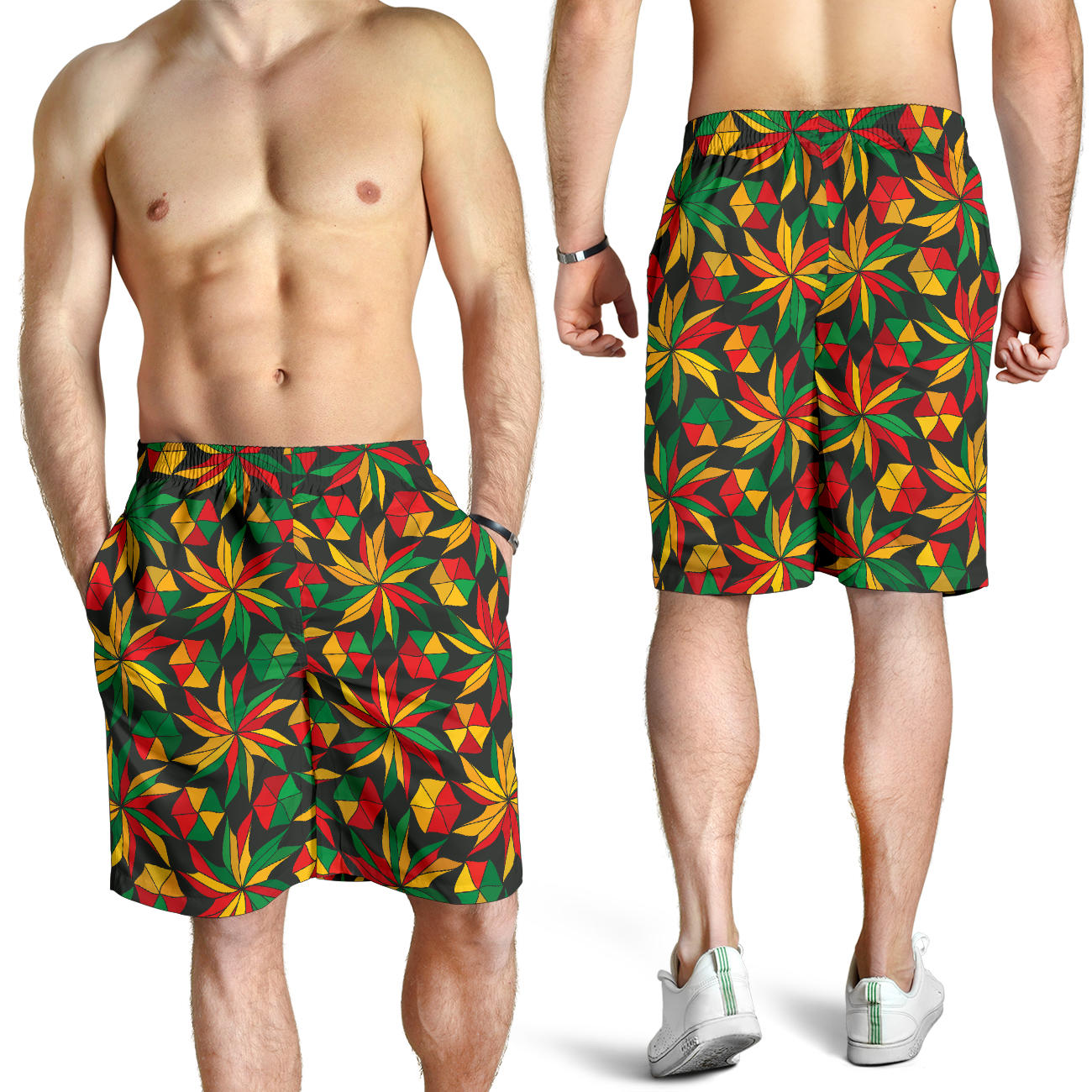 Rastafarian Pattern Print Design A03 Mens Shorts