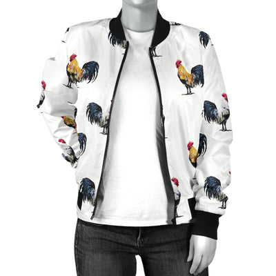 Chicken Pattern Print Design 02 Women's Bomber Jacket