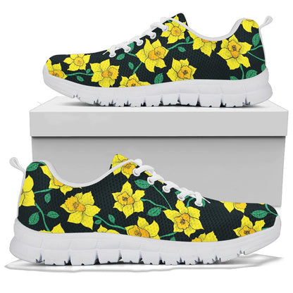 Daffodils Pattern Print Design DF03 Sneakers White Bottom Shoes