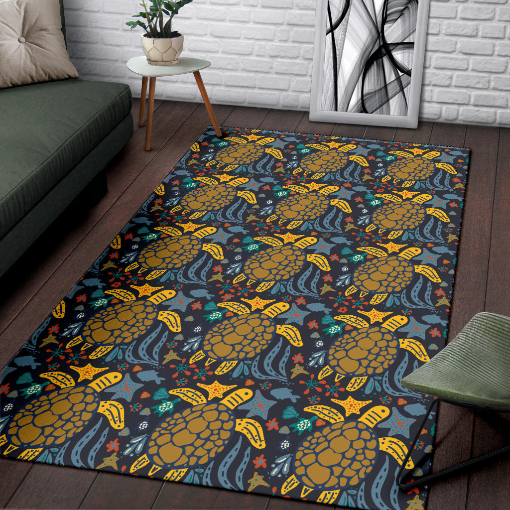 Sea Turtle Pattern Print Design T03 Area Rugs