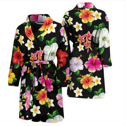 Hibiscus Pattern Print Design HB025 Men Bathrobe