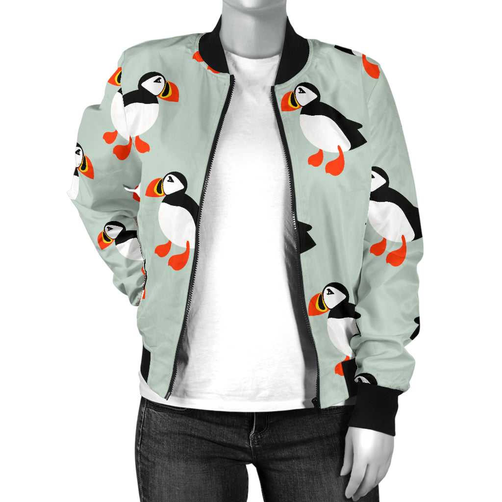 Puffin Pattern Print Design A03 Women's Bomber Jacket