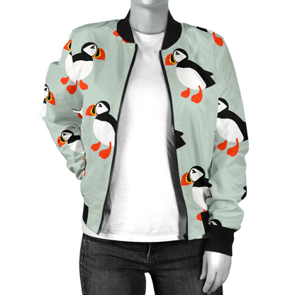 Puffin Pattern Print Design A03 Women's Bomber Jacket