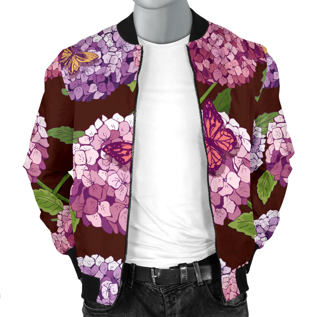 Hydrangea Pattern Print Design HD08 Men Bomber Jacket