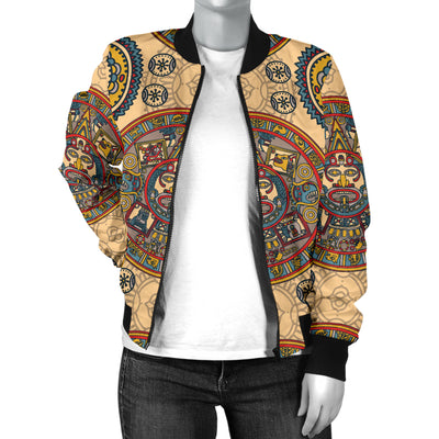 Calendar Aztec Pattern Print Design 02 Women's Bomber Jacket