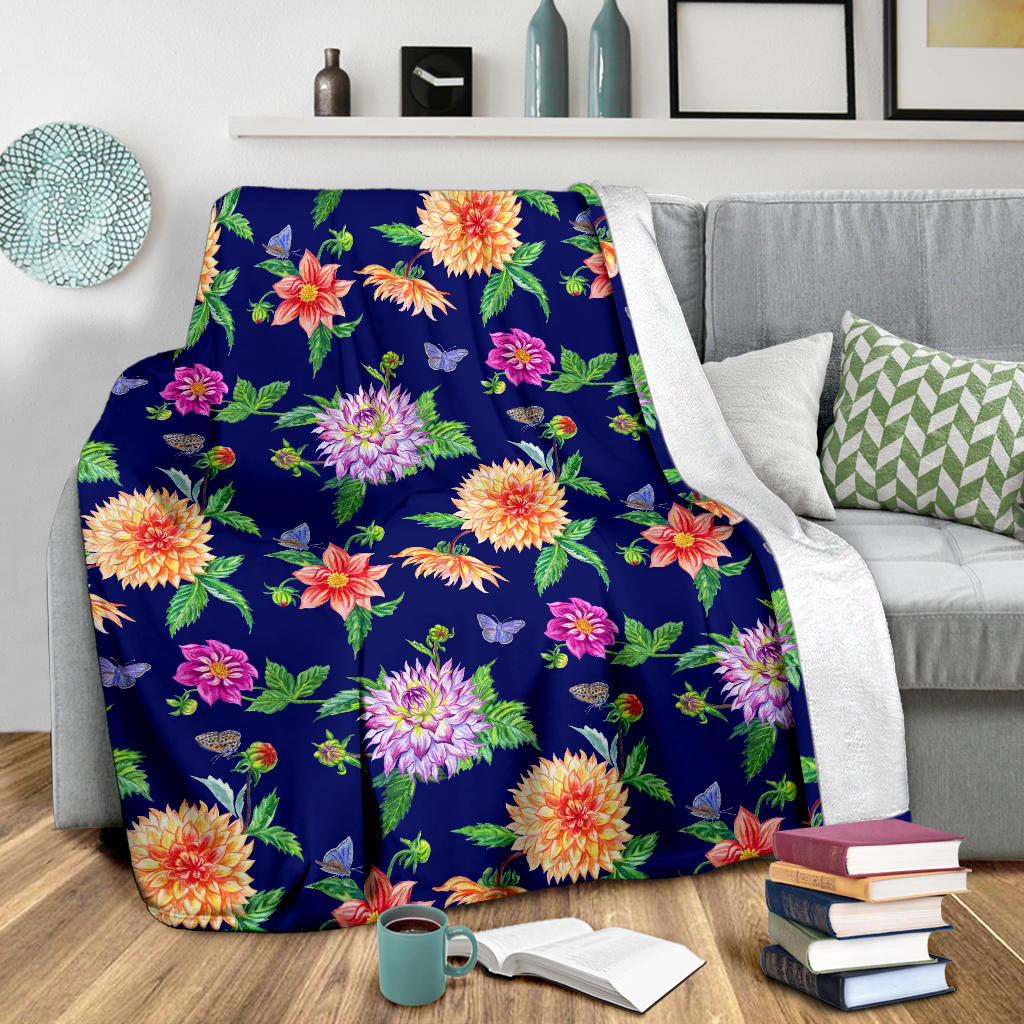 Dahlia Pattern Print Design DH010 Fleece Blanket