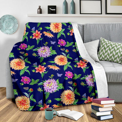 Dahlia Pattern Print Design DH010 Fleece Blanket