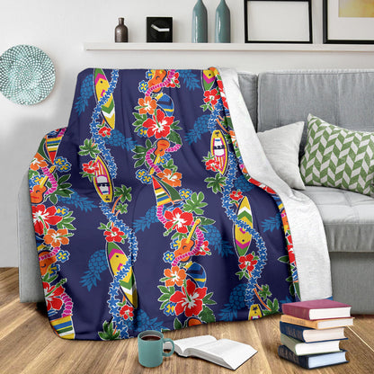 Hawaiian Themed Pattern Print Design H04 Fleece Blanket