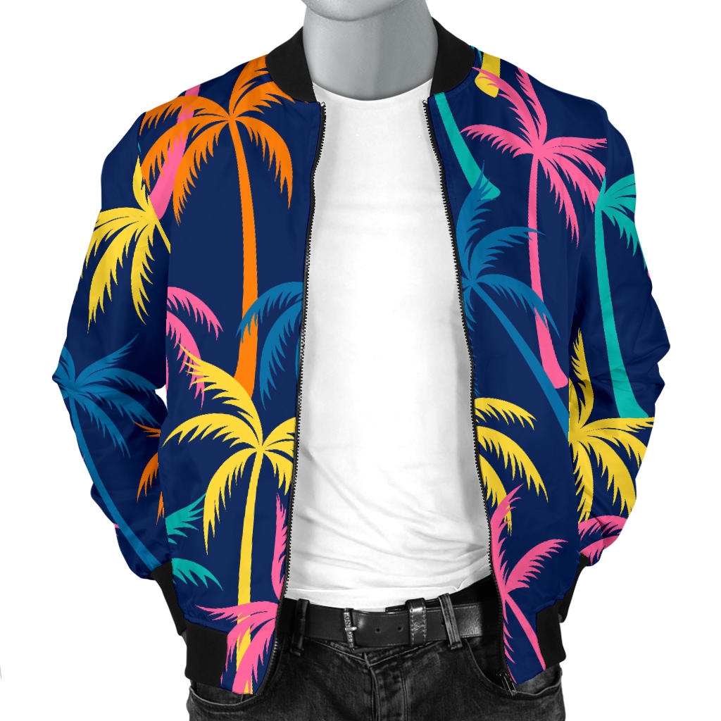 Palm Tree Pattern Print Design PT013 Men Bomber Jacket