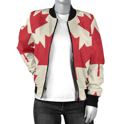 Maple Leaf Pattern Print Design 03 Women's Bomber Jacket