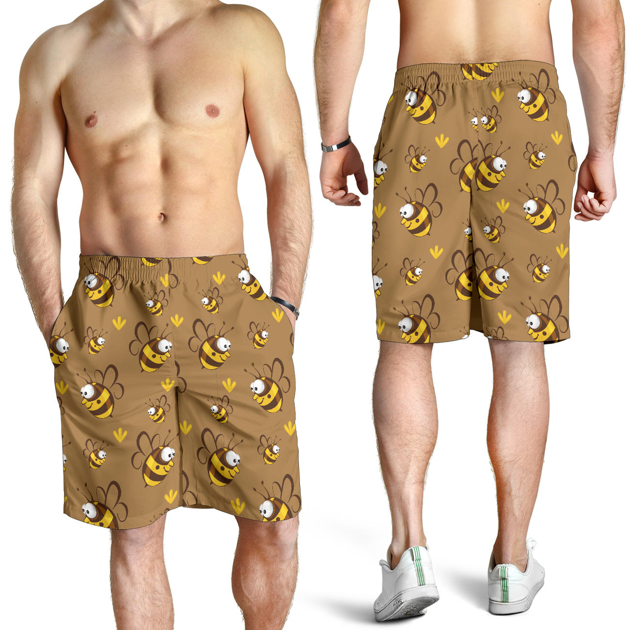 Bee Pattern Print Design BEE09 Mens Shorts
