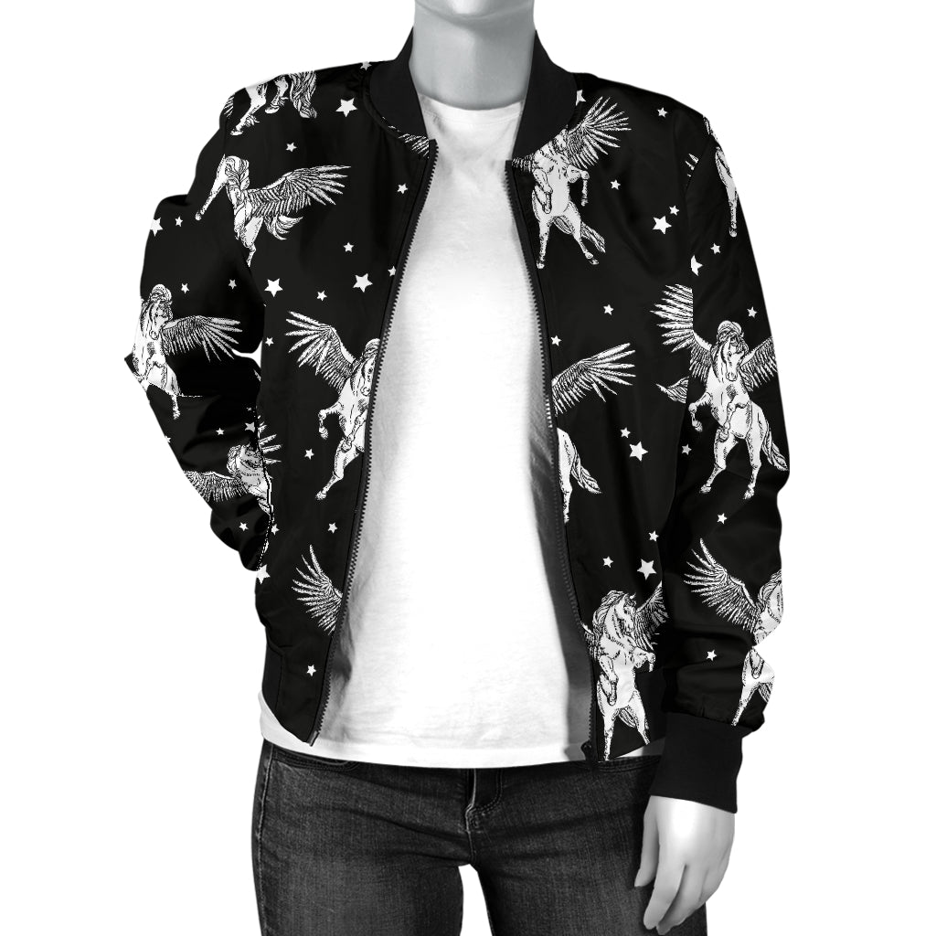 Pegasus Pattern Print Design 01 Women's Bomber Jacket