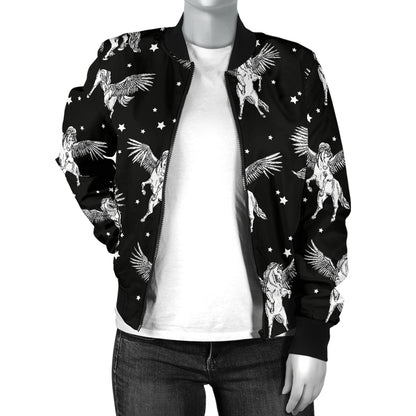 Pegasus Pattern Print Design 01 Women's Bomber Jacket