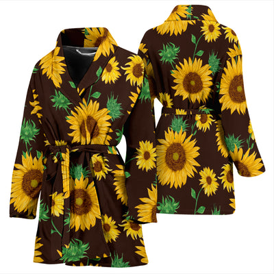 Sunflower Pattern Print Design SF01 Women Bathrobe