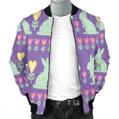 Rabbit Pattern Print Design RB01 Men Bomber Jacket