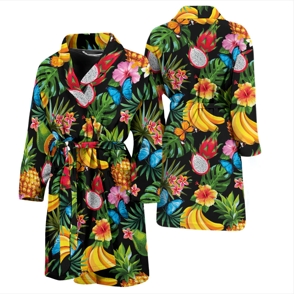 Tropical Fruits Pattern Print Design TF04 Men Bathrobe