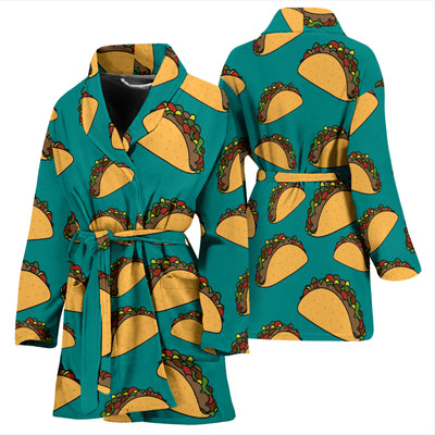 Taco Pattern Print Design TC07 Women Bathrobe