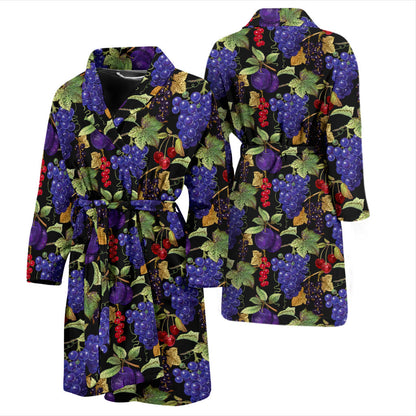 Grape Pattern Print Design GP05 Men Bathrobe