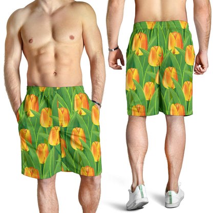 Tulip Orange Pattern Print Design TP07 Mens Shorts