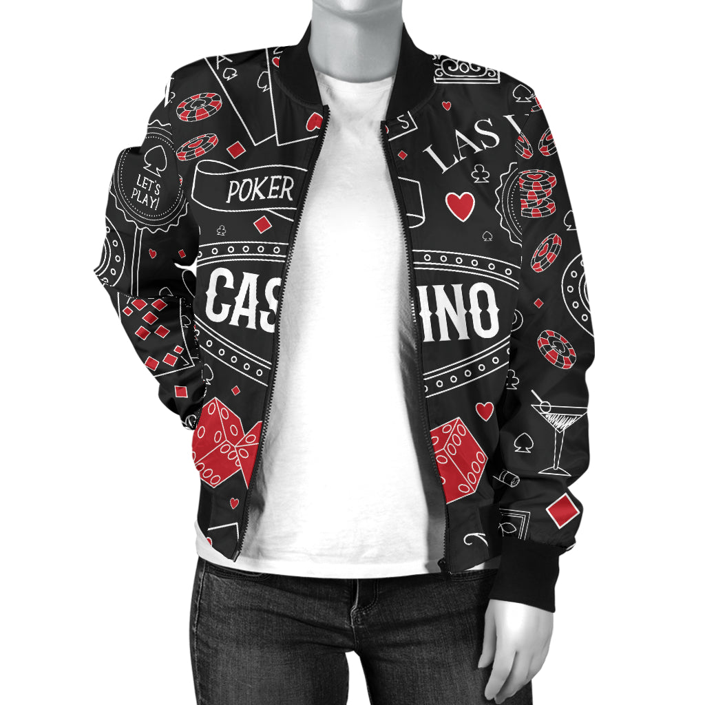Casino Pattern Print Design 04 Women's Bomber Jacket