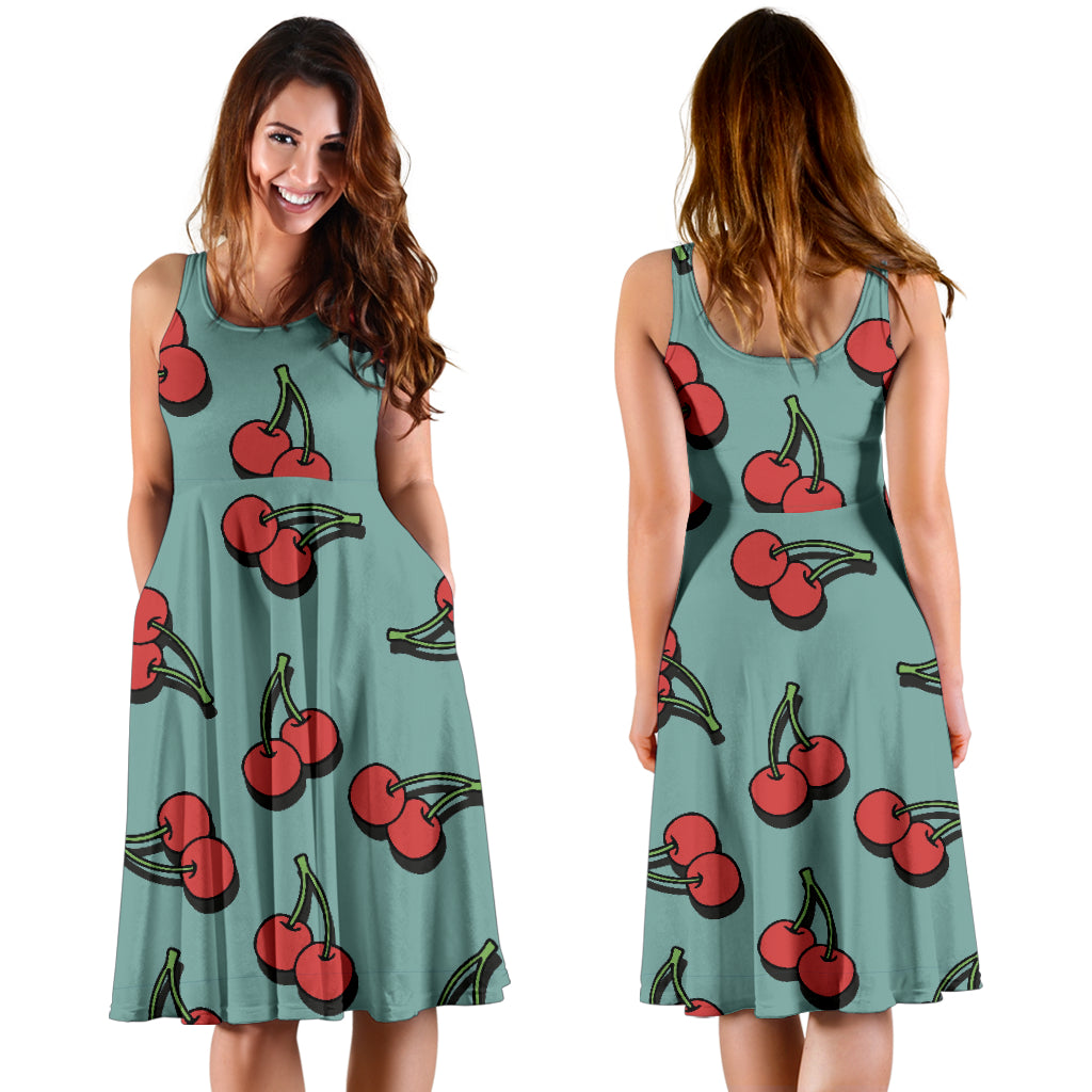 Cherry Pattern Print Design CH03 Midi Dress
