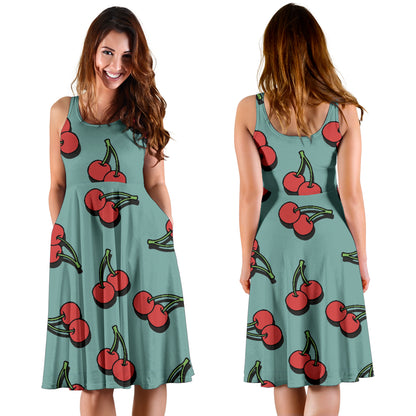 Cherry Pattern Print Design CH03 Midi Dress