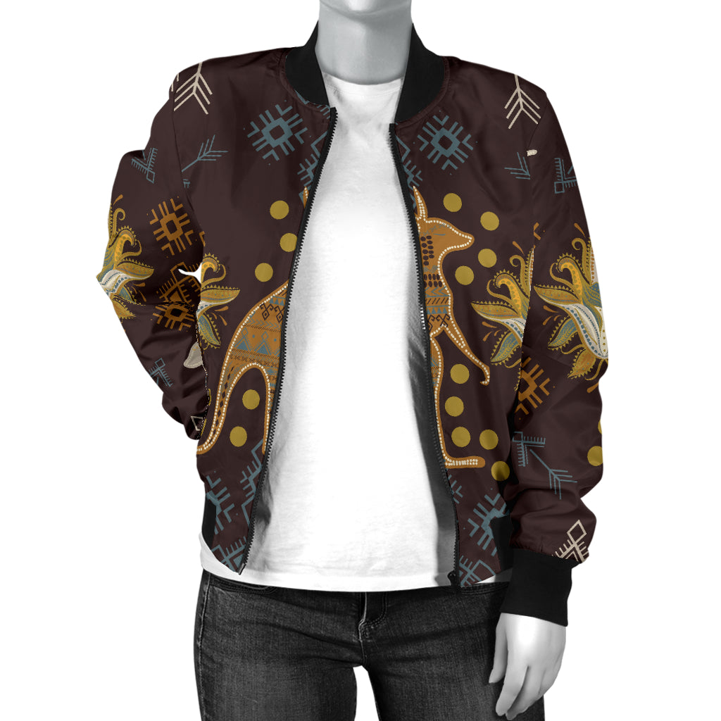 Kangaroos Pattern Print Design 03 Women's Bomber Jacket