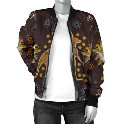 Kangaroos Pattern Print Design 03 Women's Bomber Jacket