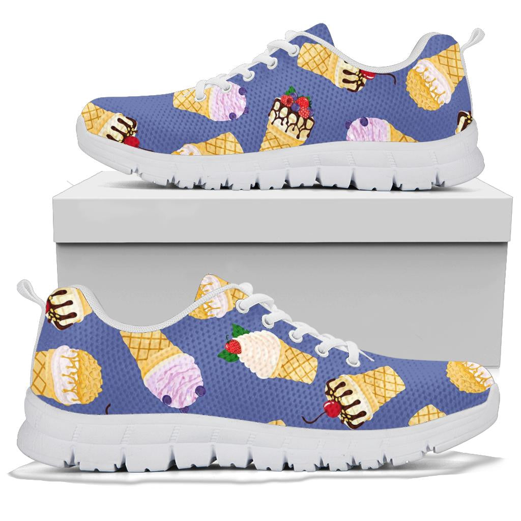 Ice Cream Pattern Print Design IC03 Sneakers White Bottom Shoes