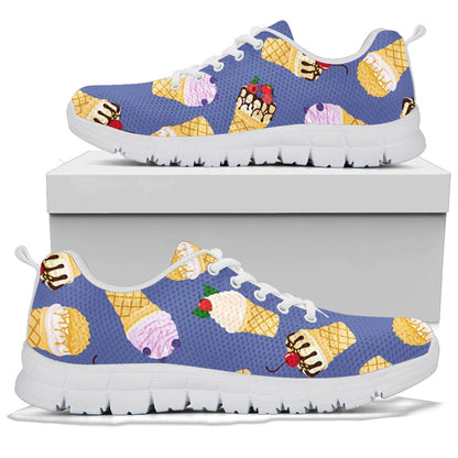 Ice Cream Pattern Print Design IC03 Sneakers White Bottom Shoes