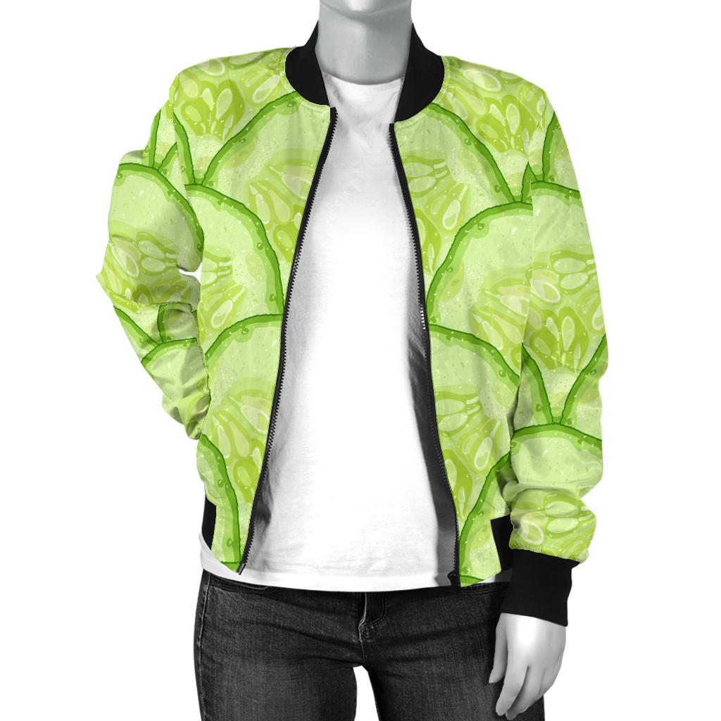 Cucumber Pattern Print Design CC04 Women Bomber Jacket