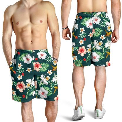 Hawaiian Flower Design with SeaTurtle Print Mens Shorts