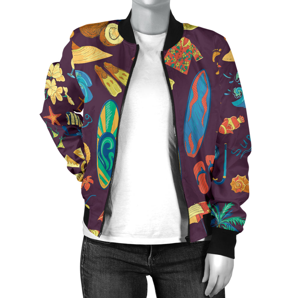 Aloha Hawaii Pattern Print Design 01 Women's Bomber Jacket
