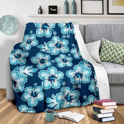 Blue Hibiscus Pattern Print Design HB011 Fleece Blanket